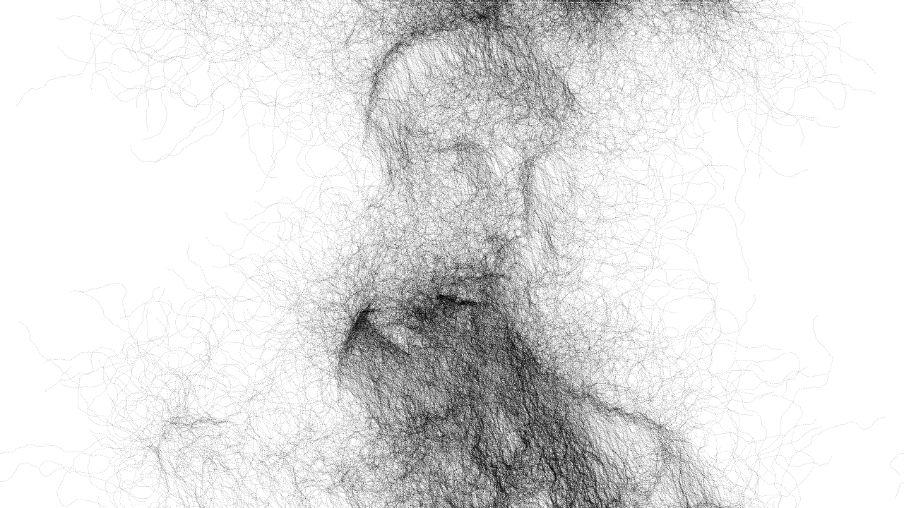 Face computed draw based on generative algorithms, by João Martinho Moura (2014)